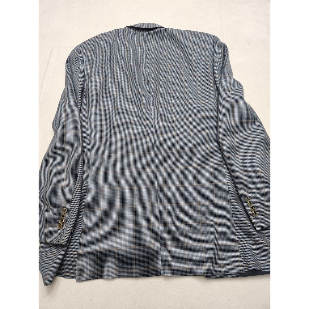 Canali Blazer Mens 54R Blue Plaid Wool Sport Coat Made In Italy Saks Fifth - Picture 16 of 16